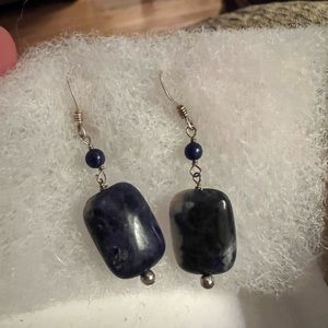 Barse Sterling Silver semi precious earrings. Blue, white